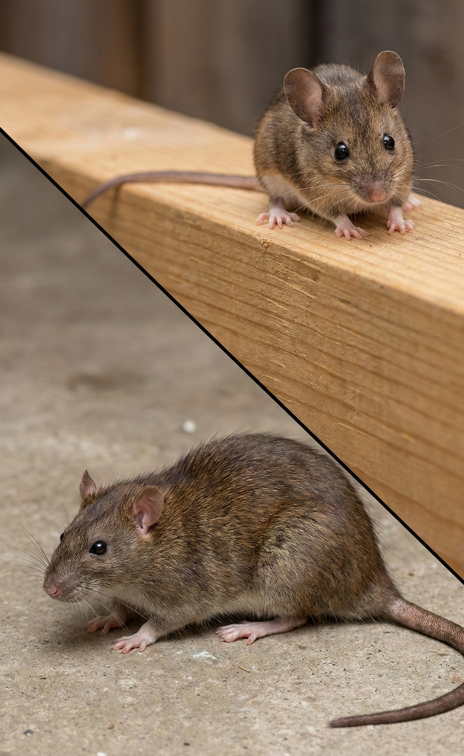 Schéma comparatif visuel entre un rat brun d'Orléans et une souris